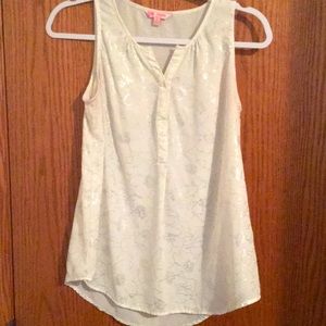 Candie’s White Blouse with Silver Floral Detail